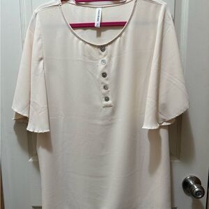 Zenana Premium Cream Top with Faux Buttons